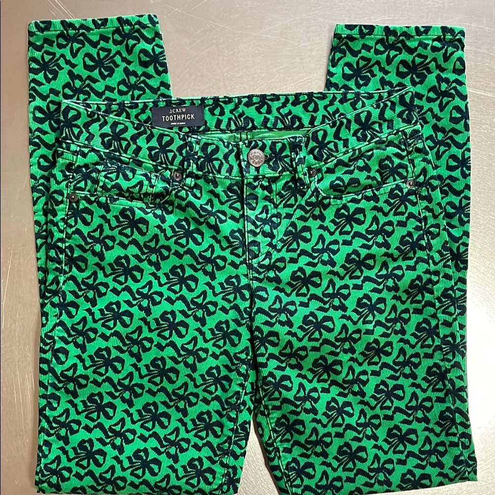 J.Crew Green Patterned 🎀 Corduroy Jeans | size 26T